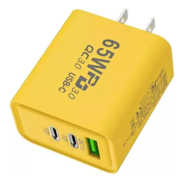 Taco Cargador Celular 65w 2 Puerto Tipo C Puerto Usb 3.0