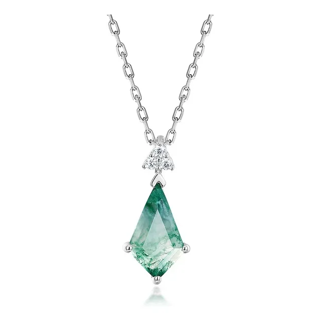 Colgante Ágata Musgo 100% Natural, Plata 925 Joyería Fina