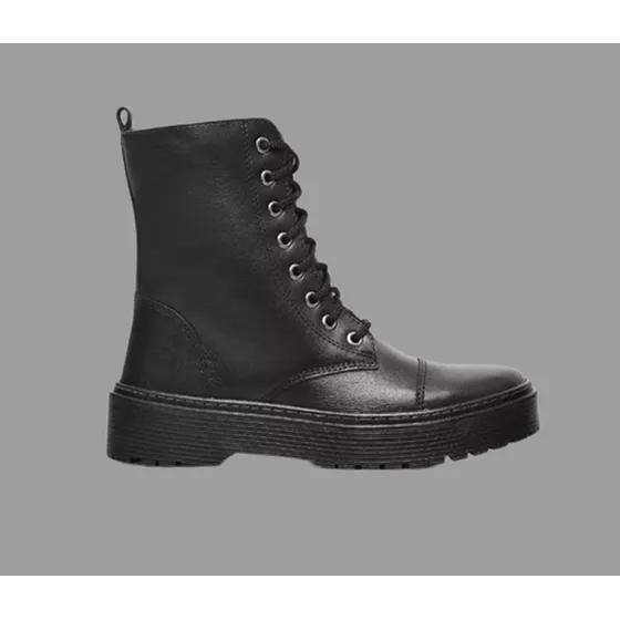 Bota  Tractorada Plataforma Borcego Cuero Natural