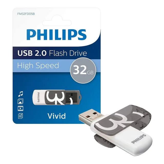 Pendrive Philips Usb 2.0 32gb / Vivid Color Gris