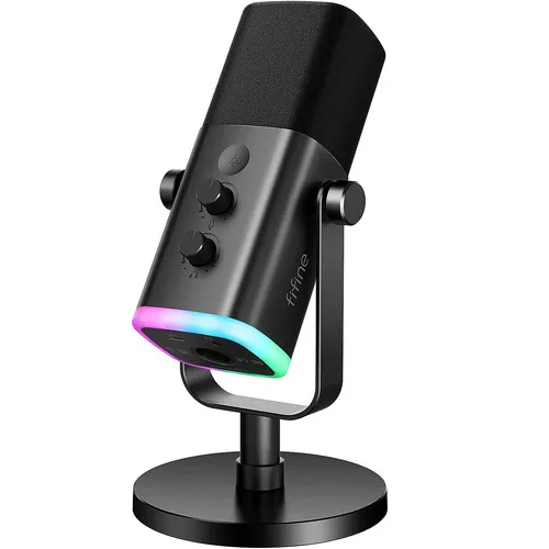 Micrófono dinámico Gamer Fifine Ampligame Am8 Xlr Rgb, color negro