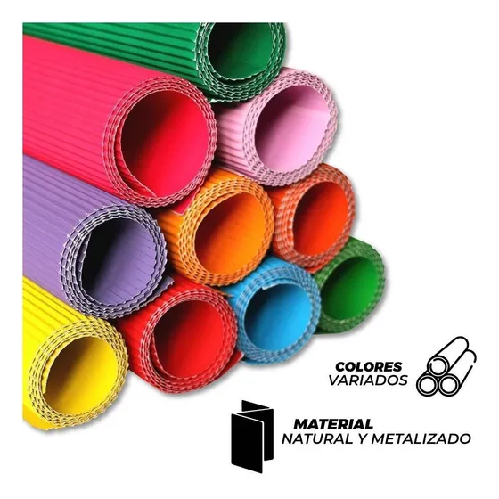 Cartón Corrugado De Variados Colores/ Pack De 5 Láminas