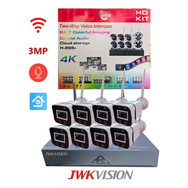 Kit 8 Camara Ip Jwkvision Bullet Wifi 3mp Jwk-xmb8-3m Jwk