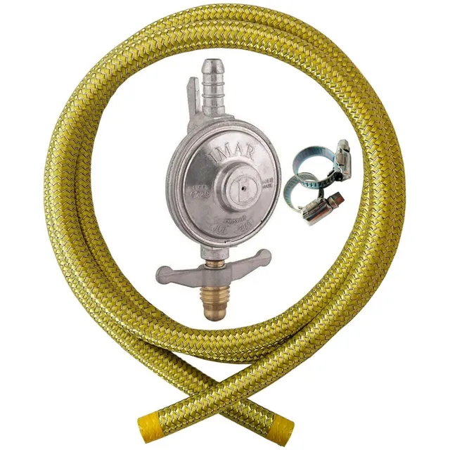 Mangueira Gas 1,50 Mt Botijao Trançado Aço Inox Regulador 1k