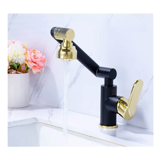 Novoce Grifo Lavabo Giratorio Una Sola Palanca Laton Negro