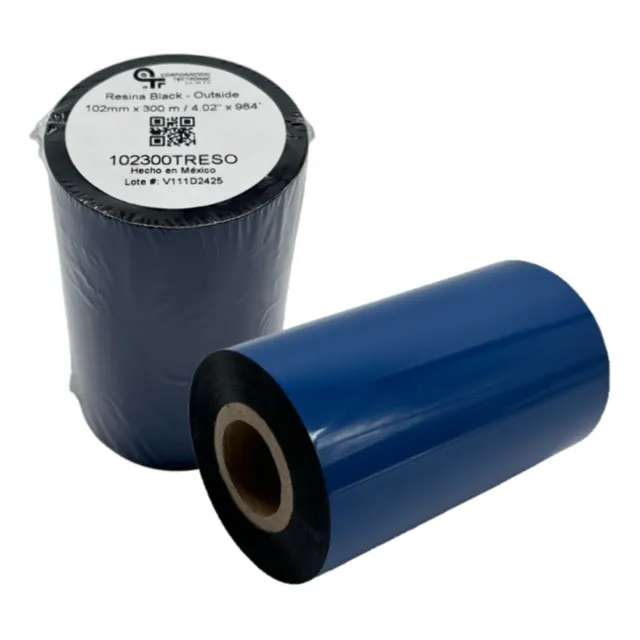 Ribbon Resina 102x300 Mm Cinta Térmica Para Etiquetas Negro