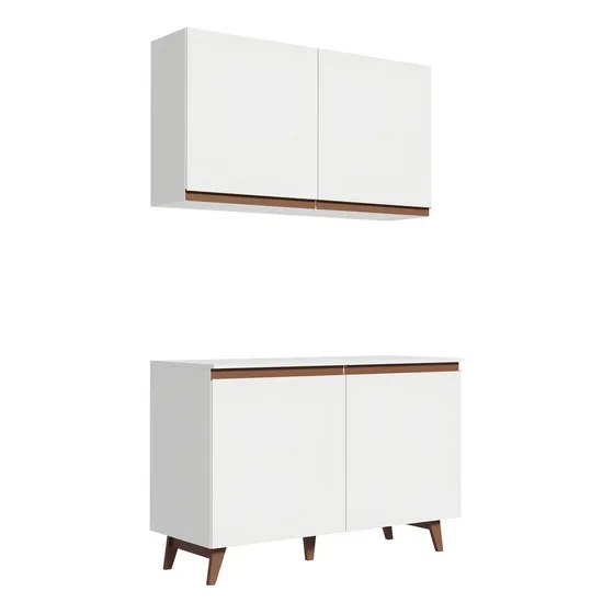 Kit 2 Muebles de Cocina Alacena y Mostrador Reims 120 cm Blanco