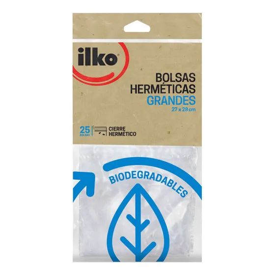 Bolsa Hermética De 27x28 Cm Con Cierre X 25 Unidades Ilko