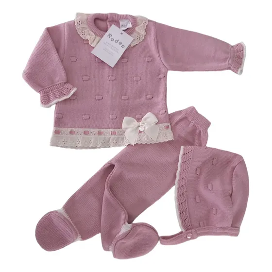 Conjunto Bebé Lazo Tejido Español Rodes Ref. 4932