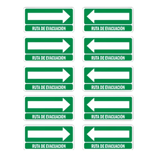 Letrero Ruta De Evacuacion 12 Pack Señalamientos Izq Y Der | Meses