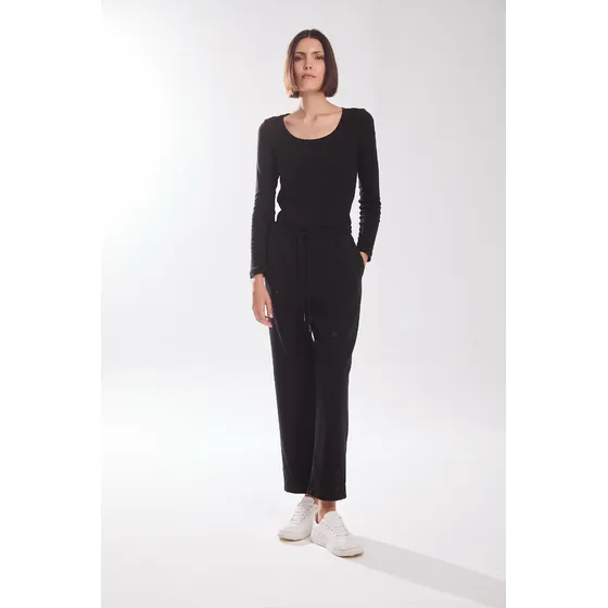 Chino Recto De Lanilla Lisa, Negro Koxis Mujer