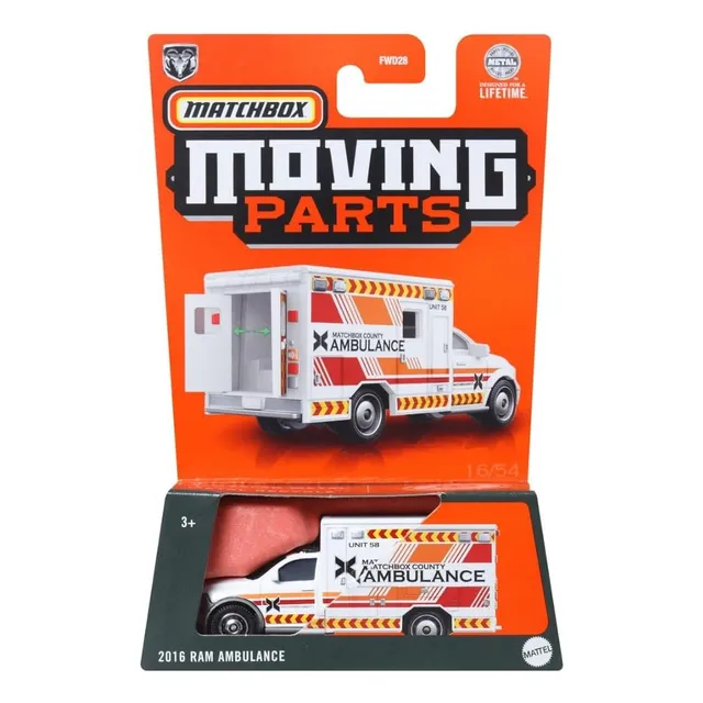 Matchbox Moving Parts Ambulancia Escala 1/64 Mide 7 Cm