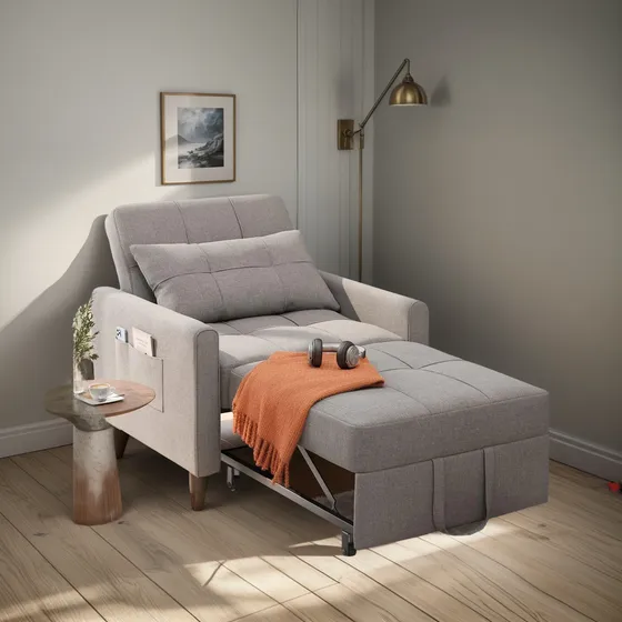 Sofá Cama, Sillón Reclinable Convertible 3 En 1