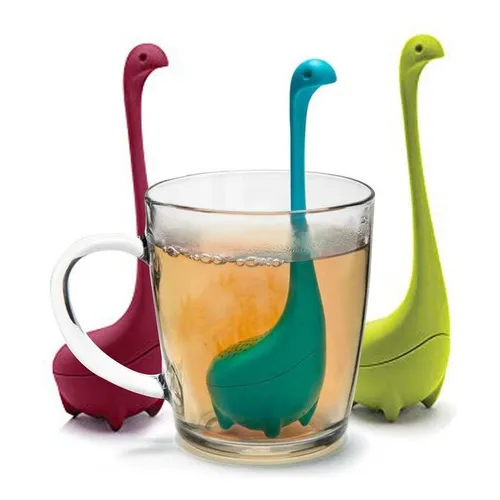 Infusor De Té Con Mango De Silicona Dinosaurio Colador Té Color Celeste