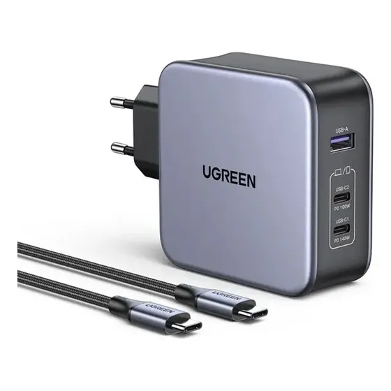 Cargador Usb C 140w Alta Calidad Ugreen Cable Carga Rápida Plateado | Cuotas sin interés