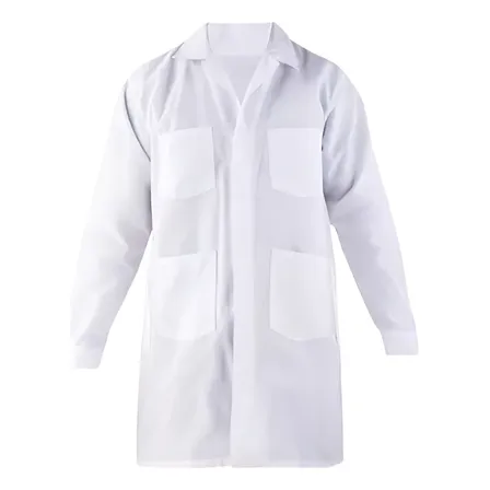 Cotona Poplin Blanca Delantal Laboratorio Bata.