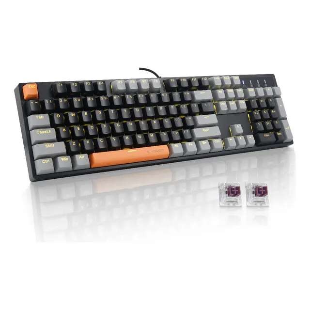 Teclado Gamer Outemu Red Desmontable Inglesus Con Luz Yellow