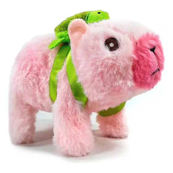 Capibara Peluche Camina Mueve El Hocico Sonido Sin Y C/luz Rosa