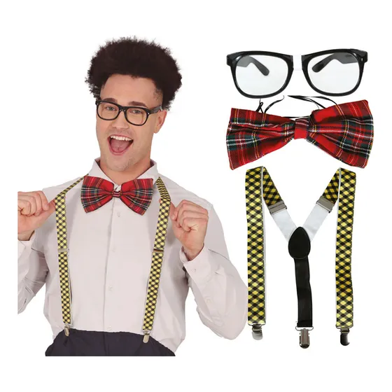 Kit Disfraz Nerd Disfraces Teto Lentes Geek Tirantes Moño
