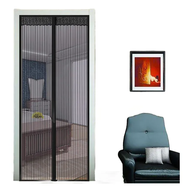 Malla Mosquitero Magnetico Puerta 120x210 Cortina Mosquitera Color Negro