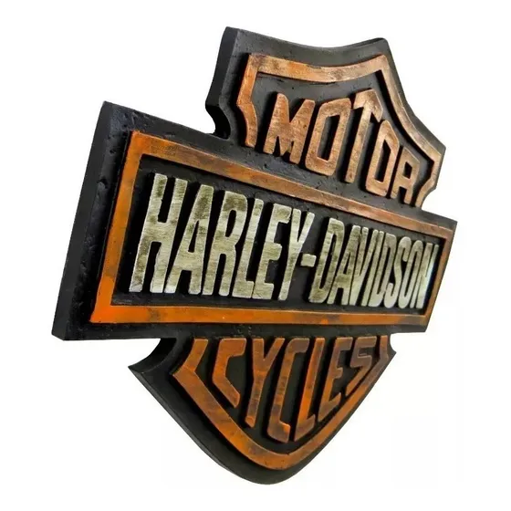 Placa Decorativa Emblema Harley Davidson Resina Relevo Retro