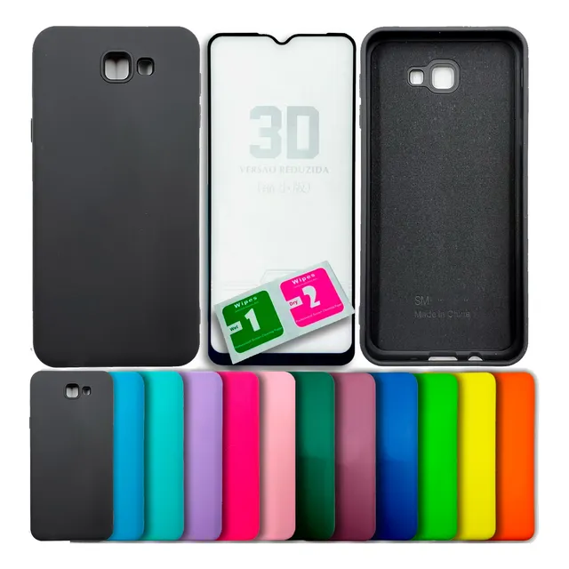 Kit Película 3d + Capa Silicone Veludo P/ Galaxy J4plus Core