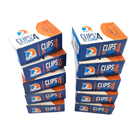 Clips Ezco N°4 33mm Por 1000 Unidades-10 Cajas De 100 Clips-