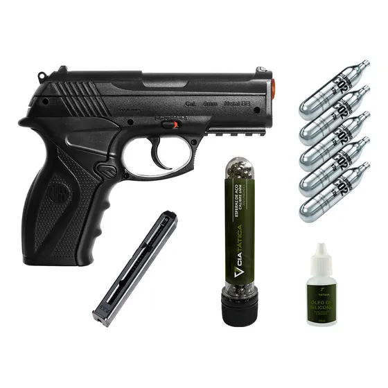 Arma Pressão 6.0 Co2 C11 + Pente Extra + Munição + Silicone