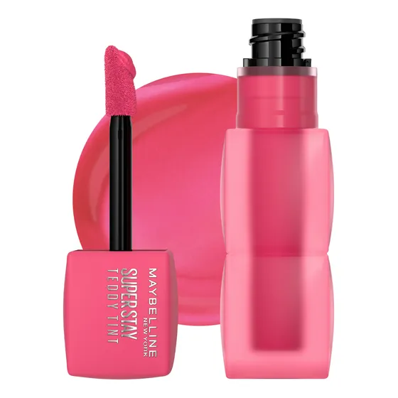 Maybeline Tinta para labios Super Stay Teddy Tint Tono Pinky Promise, 4.2ml - Tinta multiusos de larga duración, efecto mate difuminado hasta por 12H, textura suave a los labios, sin transferencias