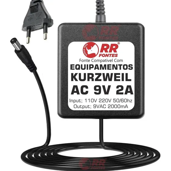 Fonte Ac 9v Para Teclado Digital Sintetizador Kurzweil Kme61