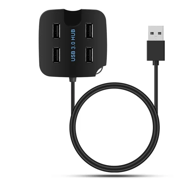 4 Puertos Hub Usb 3.0 Para Mac Pc Ps4 Xbox Datos Adaptador Color Negro
