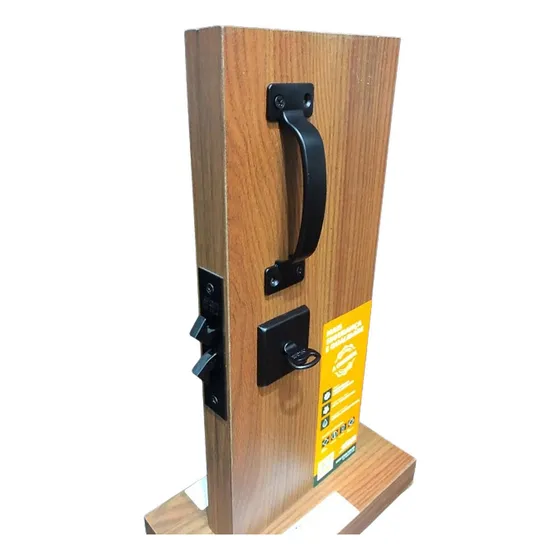 Kit Fechadura De Porta De Banheiro De Correr C/ 2 Puxadores Cor Preto