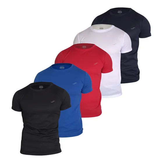 5 Playeras Deportivas Cuello Redondo Dry Fit Gym Hombre