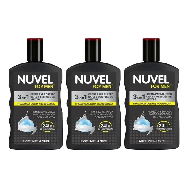 3 Crema Corporal Humectante Nuvel For Men 3 En 1 470ml