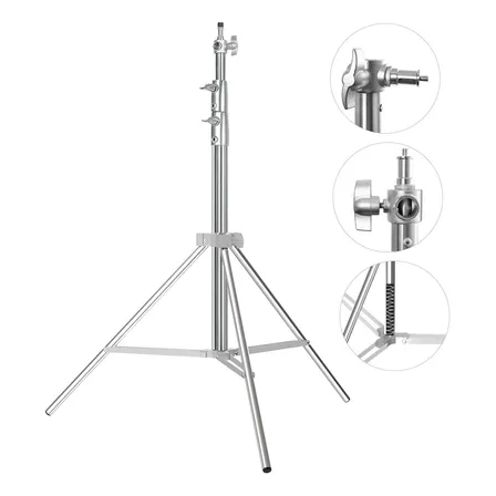 Tripé Profissional Aço Inox 2,8m Para Estúdio Foto E Vídeo