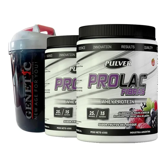 2 Batidos Reemplaza Comidas Prolac Fibras 900gr Vaso + Dieta Sabor Frutos Del Bosque