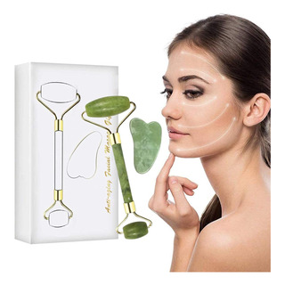 Kit De Rodillos De Masaje Facial Rejuvenecedor Jade Gua Sha, Kit De Rodillos De Masaje Facial Rejuvenecedor Jade Gua Sha,