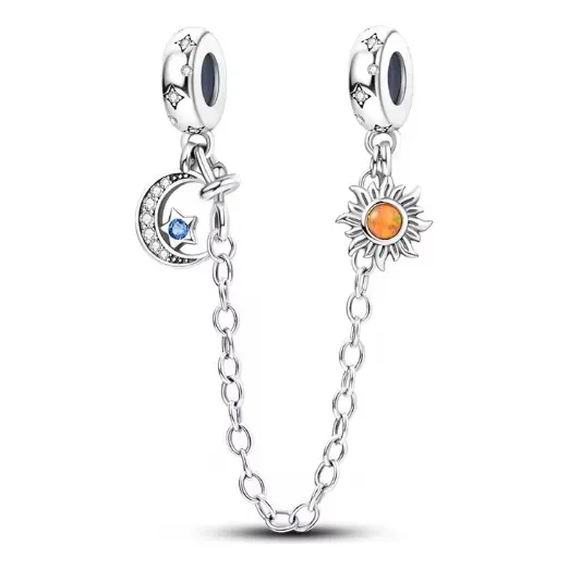 Charms Dije Pulsera Cierre Seguro Luna Estrella Apto Pandora