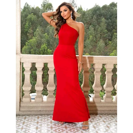 Vestido De Un Solo Hombro Con Lentejuelas