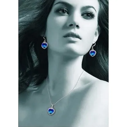 Set De Collar Y Aretes Color Azul Mujer Madre
