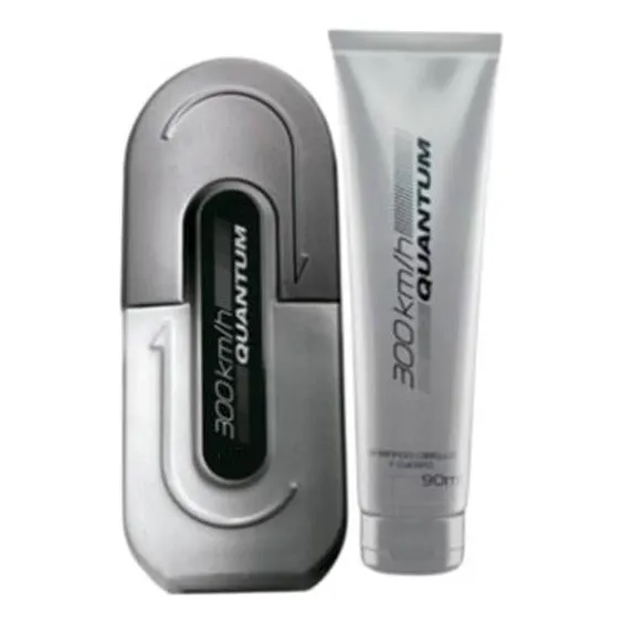Set 300km/h Quantum Perfume Masculino 100ml + Shampoo Caja