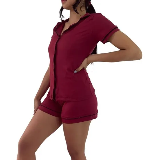 Pijama De Dama Botones Short Primavera