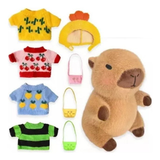 Peluche Capibara Con 9 Piezas De Ropa Y Accesorios Diy Peluche Capibara Con 9 Piezas De Ropa Y Accesorios Diy