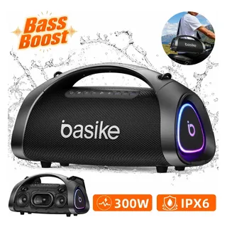 Caixa de Som Bluetooth Portátil IPX6, Basike 300W Boombox TWS 40hz