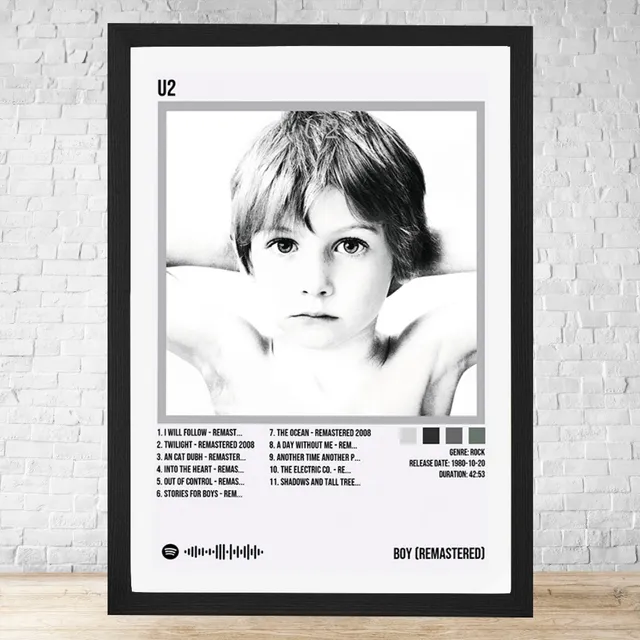 Cuadro U2 Boy Remastered 30x40 C/vidrio Y Marco Madera C376