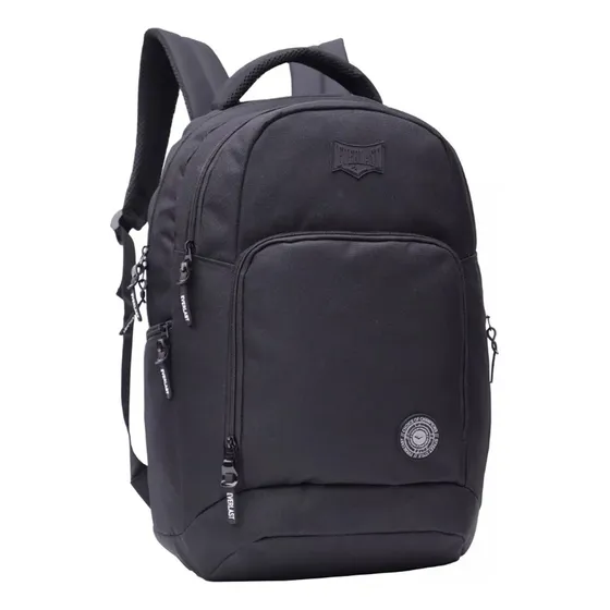 Mochila Amplia Everlast Escolar Facultad Prácticos Urbano Color Negro Diseño De La Tela Liso