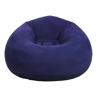 Sillón Inflable Silla Aterciopelada Puff Cómodo Sofá Azul Marino