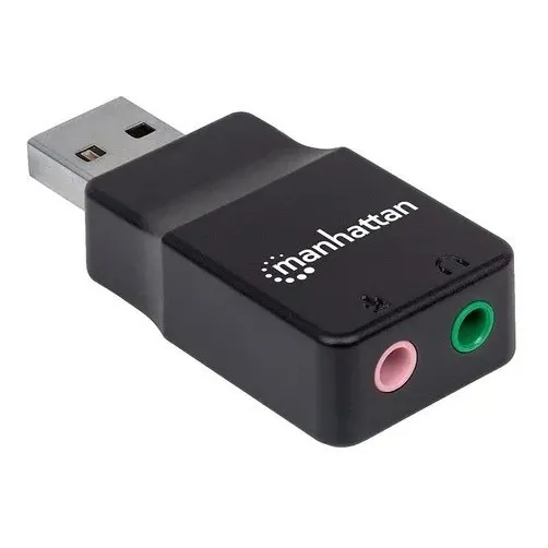 Convertidor Manhattan Usb 2.0 A Tarjeta Sonido 2.1 152754 Color Negro