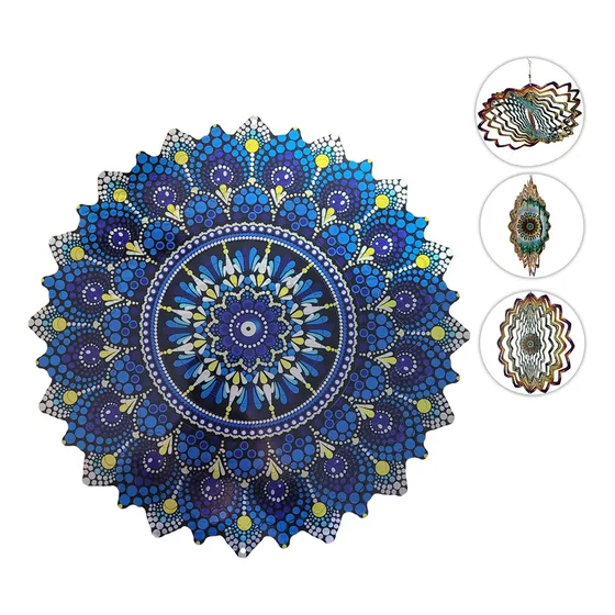 Mandala 3d Decoração Catavento Inox Espiral Wind Spinner