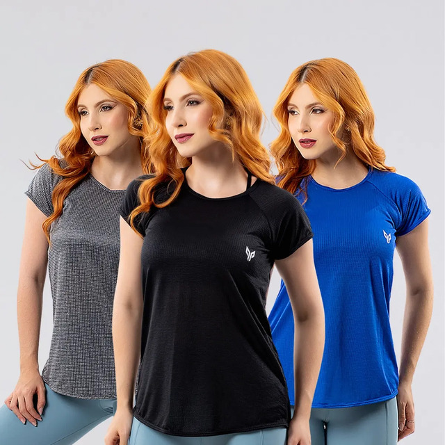 Kit 3 Camiseta Dry Fit Feminina Roupa Academia Blusa Fitness